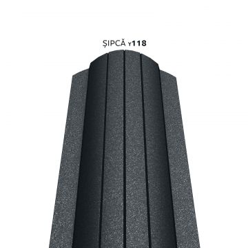 Sipca metalica gard Caretta Vertical Y118, gri RAL 7016, mat structurat, finisaj Fresco Duo, 0.5 mm, 1700 x 118 mm