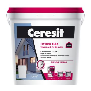 Tencuiala decorativa cu silicon Ceresit Hydro Flex, aspect praf de piatra, granulatie 1.5 mm, interior/exterior, Andalusia2, 25 kg