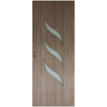 Usa interior celulara cu geam Pamate M02, reversibila, MDF, gri, toc fix, 200 x 70 x 3.5 cm