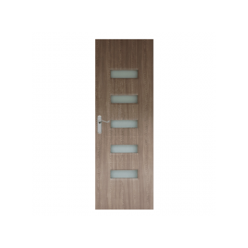 Usa interior celulara cu geam Pamate M104, reversibila, MDF, gri, toc fix, 200 x 70 cm x 3.5 cm