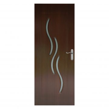 Usa interior celulara cu geam Pamate M107, reversibila, MDF, stejar auriu, toc fix, 200 x 70 cm x 3.5 cm
