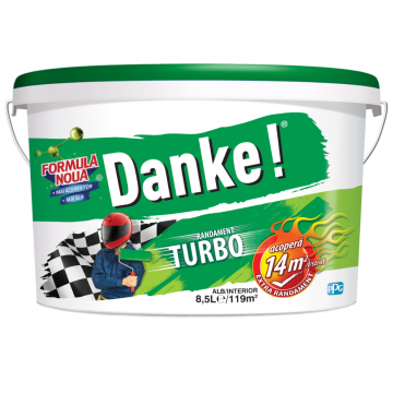 Vopsea lavabila pentru interior Danke Turbo, 8.5 l, alb