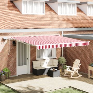Gossi marchiza manuala retractabila cu led cu dungi rosii si albe 400x350 cm