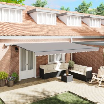 Gossi marchiza manuala retractabila cu led gri deschis 500x300 cm, Gossi tecnic fabric pentru cadrul de 5x3 m gri deschis