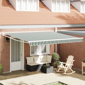 Gossi marchiza manuala retractabila verde si alb 400x300 cm, tesatura de inlocuire pentru marchiza Gossi pentru cadru de 4x3 m verde si alb