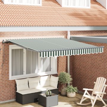 Gossi marchiza manuala retractabila verde si alba 350x250 cm, Gossi material de inlocuire pentru marchiza de 3,5x2,5 m cadru verde si alb