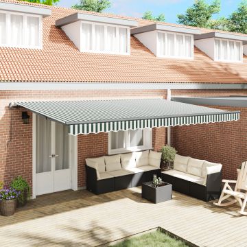 Gossi marchiza manuala retractabila verde si alba 500x300 cm, Gossi material de inlocuire pentru marchiza 5x3 m verde si alb