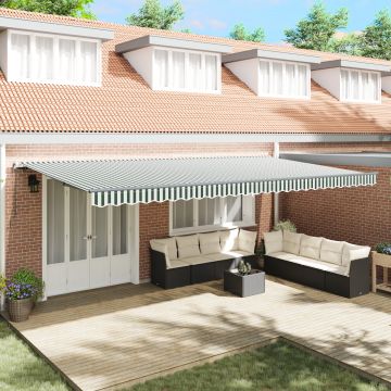 Gossi marchiza manuala retractabila verde si alba 600x350 cm, Gossi material de inlocuire pentru marchiza 6x3.5 m verde si alb
