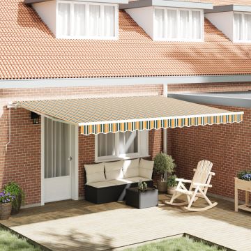 Gossi marchiza manuala retractabila verde si galben 450x300 cm, Gossi material de inlocuire pentru marchiza 4,5x3 m cadru verde si galben