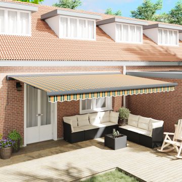 Gossi marchiza manuala retractabila verde si galben 500x300 cm, Gossi tesatura de inlocuire pentru marchiza 5x3 m verde si galben