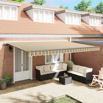 Gossi marchiza manuala retractabila verde si galben 500x300 cm, tesatura de inlocuire pentru marchiza Gossi pentru cadrul de 5x3 m verde si galben