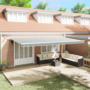 Gossi marchiza retractabila automata cu led verde si alb 600x350 cm, Gossi material de inlocuire pentru marchiza 6x3.5 m cadru verde si alb