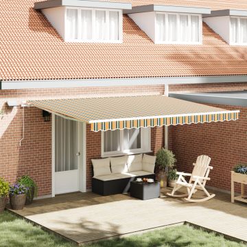 Gossi marchiza retractabila manuala cu led in verde si galben, 450x300 cm, Gossi material de inlocuire pentru marchiza pentru cadru de 4.5x3 m in verde si galben