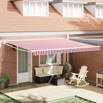Gossi marchiza retractabila manuala rosie si alba dungi 450x300 cm
