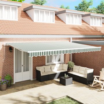 Gossi marchiza retractabila manuala verde si alb 500x350 cm, tesatura de inlocuire pentru marchiza Gossi pentru cadru de 5x3.5 m verde si alb