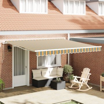 Gossi marchiza retractabila manuala verde si galben 400x300 cm, fabrica de inlocuire pentru marchiza Gossi pentru cadru de 4x3 m verde si galben