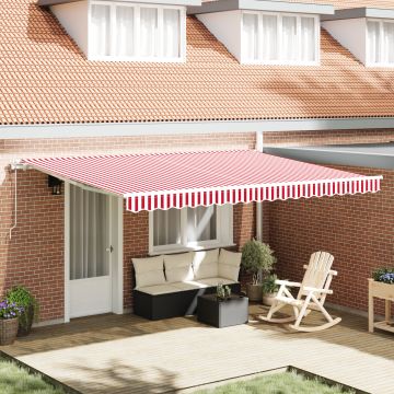 Gossi marchiza retractabila rosie si alba cu dungi 450x300 cm