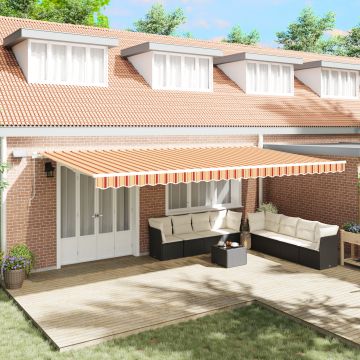 Gossi markiza manuala retractabila cu led galbena si portocalie 600x300 cm