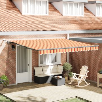 Gossi markiza retractabila automata cu led galben si portocalie 400x300 cm