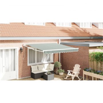 Gossi markiza retractabila automata verde si alb 350x250 cm, tesatura de inlocuire pentru markiza Gossi pentru cadru de 3.5x2.5 m verde si alb