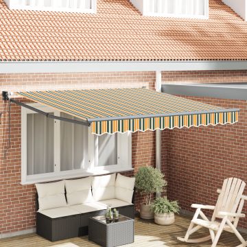 Marchiza automata retractabila Gossi verde si galben 300x250 cm, material pentru inlocuirea marchizei Gossi pentru cadru de 3x2.5 m verde si galben