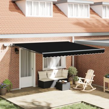 Marchiza manuala retractabila cu led neagra 400x300 cm, material de inlocuire pentru marchiza Gossi pentru cadru de 4x3 m negru