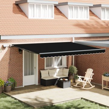 Marchiza manuala retractabila cu led neagra 450x350 cm, material de inlocuire pentru marchiza Gossi pentru cadru de 4.5x3.5 m negru
