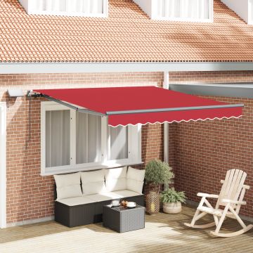 Marchiza manuala retractabila cu led rosie 350x250 cm, tesatura de inlocuire pentru marchiza Gossi pentru cadru de 3.5x2.5 m rosie