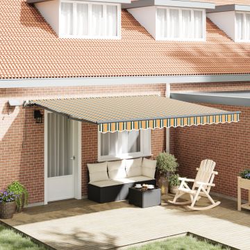 Marchiza manuala retractabila cu led verde si galben 400x300 cm, material de schimb pentru marchiza Gossi pentru cadru de 4x3 m verde si galben