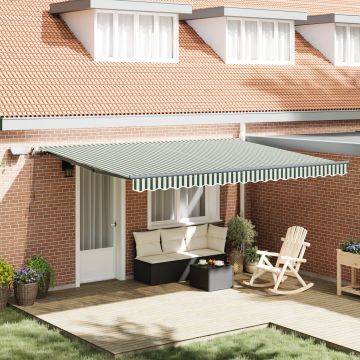 Marchiza manuala retractabila Gossi cu led verde si alba 450x300 cm, material de inlocuire pentru marchiza Gossi pentru cadru de 4,5x3 m verde si alb