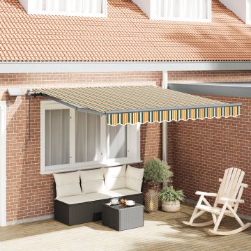 Marchiza manuala retractabila Gossi cu led verde si galben 350x250 cm, material de inlocuire pentru marchiza Gossi pentru cadru de 3.5x2.5 m verde si galben