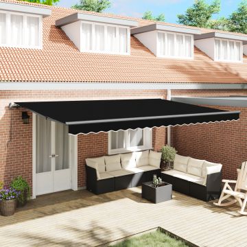 Marchiza manuala retractabila Gossi neagra 500x300 cm, material de inlocuire pentru marchiza Gossi 5x3 m negru