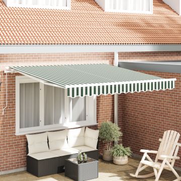 Marchiza manuala retractabila Gossi verde si alb 300x250 cm, material de inlocuire pentru marchiza Gossi pentru cadru de 3x2.5 m verde si alb