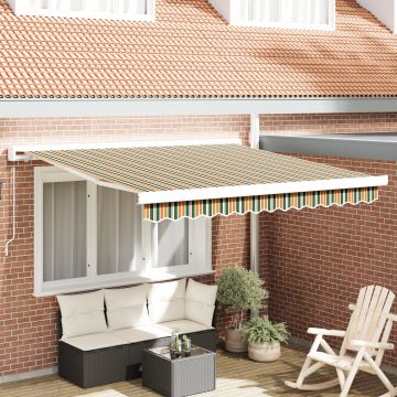 Marchiza manuala retractabila Gossi verde si galben 350x250 cm, material de inlocuire pentru marchiza Gossi pentru cadru de 3.5x2.5 m verde si galben