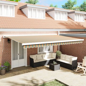Marchiza manuala retractabila Gossi verde si galben 500x300 cm, material de inlocuire pentru marchiza Gossi pentru cadru de 5x3 m verde si galben