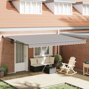 Marchiza manuala retractabila gri deschis 450x300 cm, material de schimb pentru marchiza Gossi, cadru 4,5x3 m gri deschis
