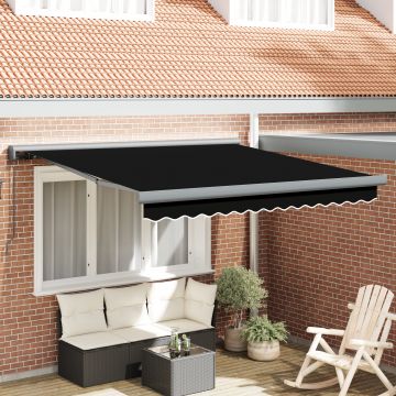 Marchiza manuala retractabila neagra 300x250 cm, tesatura de inlocuire pentru marchiza 3x2.5 m cu cadru negru