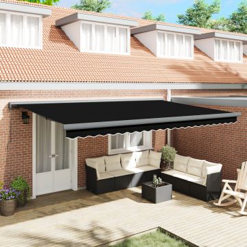 Marchiza manuala retractabila neagra 500x300 cm, material de inlocuire pentru marchiza Gossi 5x3 m negru