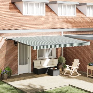Marchiza retractabila automata Gossi cu led verde si alb 450x300 cm, tesatura de schimb Gossi pentru cadru de 4,5x3 m verde si alb