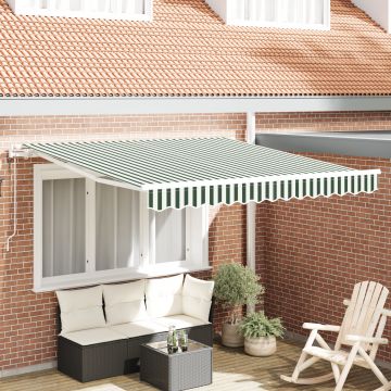 Marchiza retractabila automata Gossi verde si alb 300x250 cm, material de schimb pentru marchiza Gossi pentru cadru de 3x2.5 m verde si alb