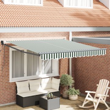 Marchiza retractabila automata Gossi verde si alb 350x250 cm, material de inlocuire pentru marchiza Gossi pentru cadru de 3.5x2.5 m verde si alb