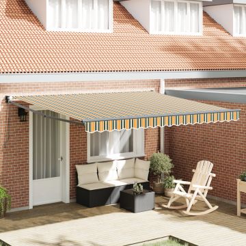 Marchiza retractabila automata Gossi verde si alb 400x350 cm, material cortina de inlocuire pentru marchiza 4x3.5 m verde si alb