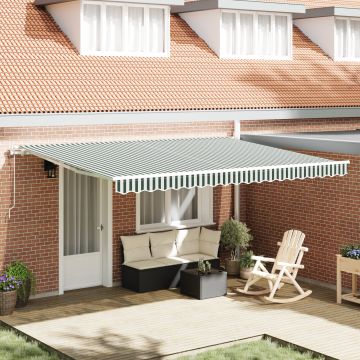 Marchiza retractabila automata Gossi verde si alb 450x300 cm, material de inlocuire pentru marchiza Gossi pentru cadru de 4.5x3 m verde si alb