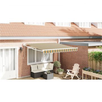 Marchiza retractabila automata Gossi verde si galben 300x250 cm, fabrica de inlocuire pentru marchiza Gossi pentru cadru de 3x2.5 m verde si galben