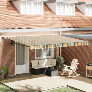 Marchiza retractabila automata Gossi verde si galben 450x300 cm, material de schimb pentru marchiza Gossi pentru cadru de 4.5x3 m verde si galben