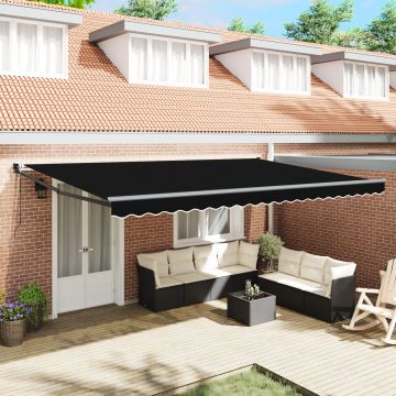 Marchiza retractabila automata neagra 500x300 cm, tesatura de inlocuire pentru marchiza de 5x3 m neagra