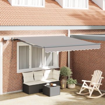 Marchiza retractabila manuala Gossi cu led gri deschis 350x250 cm, material de inlocuire pentru marchiza Gossi pentru cadru de 3,5x2,5 m gri deschis