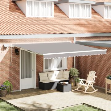 Marchiza retractabila manuala Gossi cu led gri deschis 400x350 cm, material de inlocuire pentru marchiza Gossi pentru cadru de 4x3.5 m gri deschis
