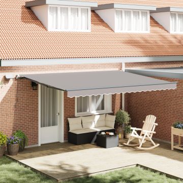 Marchiza retractabila manuala Gossi cu led gri deschis 450x350 cm, material pentru inlocuirea marchizei Gossi pentru cadru 4.5x3.5 m gri deschis