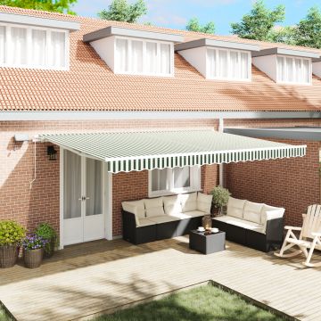 Marchiza retractabila manuala Gossi cu led verde si alb 500x350 cm, material de schimb pentru marchiza Gossi pentru cadru de 5x3.5 m verde si alb